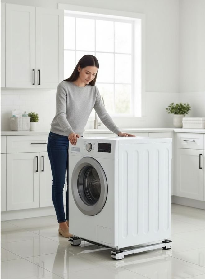 ZEESQUARE Machine Stand Adjustable Moving Roller for Home Appliances Washing Machines Refrigerators Dryers Dishwashers Heavy Power Tools and Equipment with Wheels - Image 3